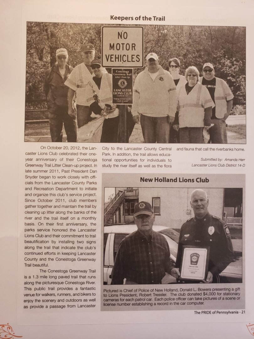 Black and white new holland lions club article