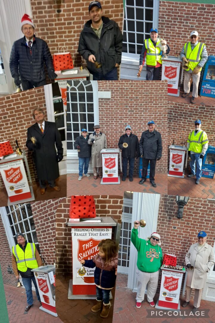 Collage of the people standing beside the salvation army